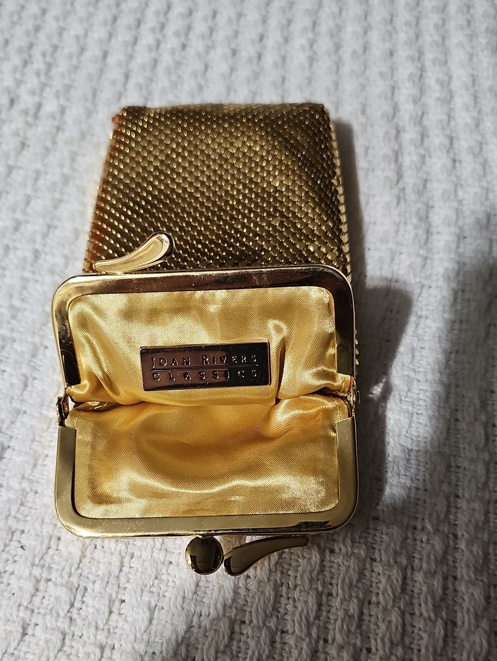 Joan Rivers Gold Mesh Coin Purse with Satin Interior